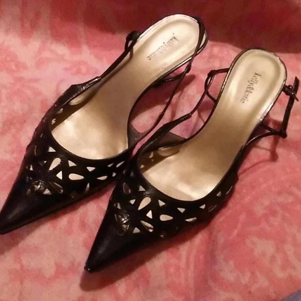 8.5M Kelly & Katie Black Leather Sling Back